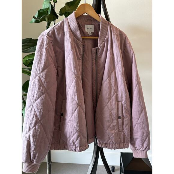 Nine West Jackets & Blazers - XL Pink Quilted Bomber Jacket Nine West Snap Pockets